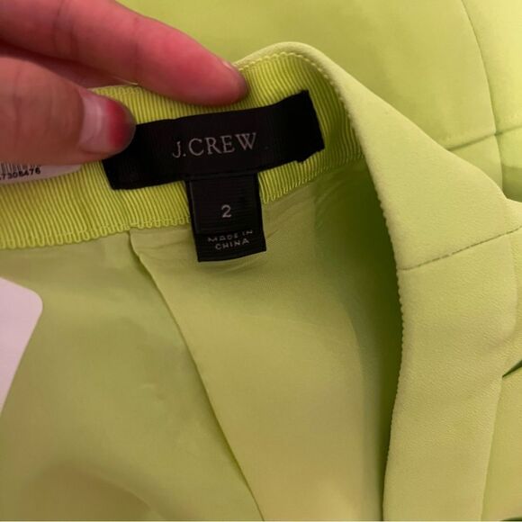 J.Crew Women NEON Yellow Lime Green Skater Played Skirt with Pockets Size 2 - Picture 8 of 8